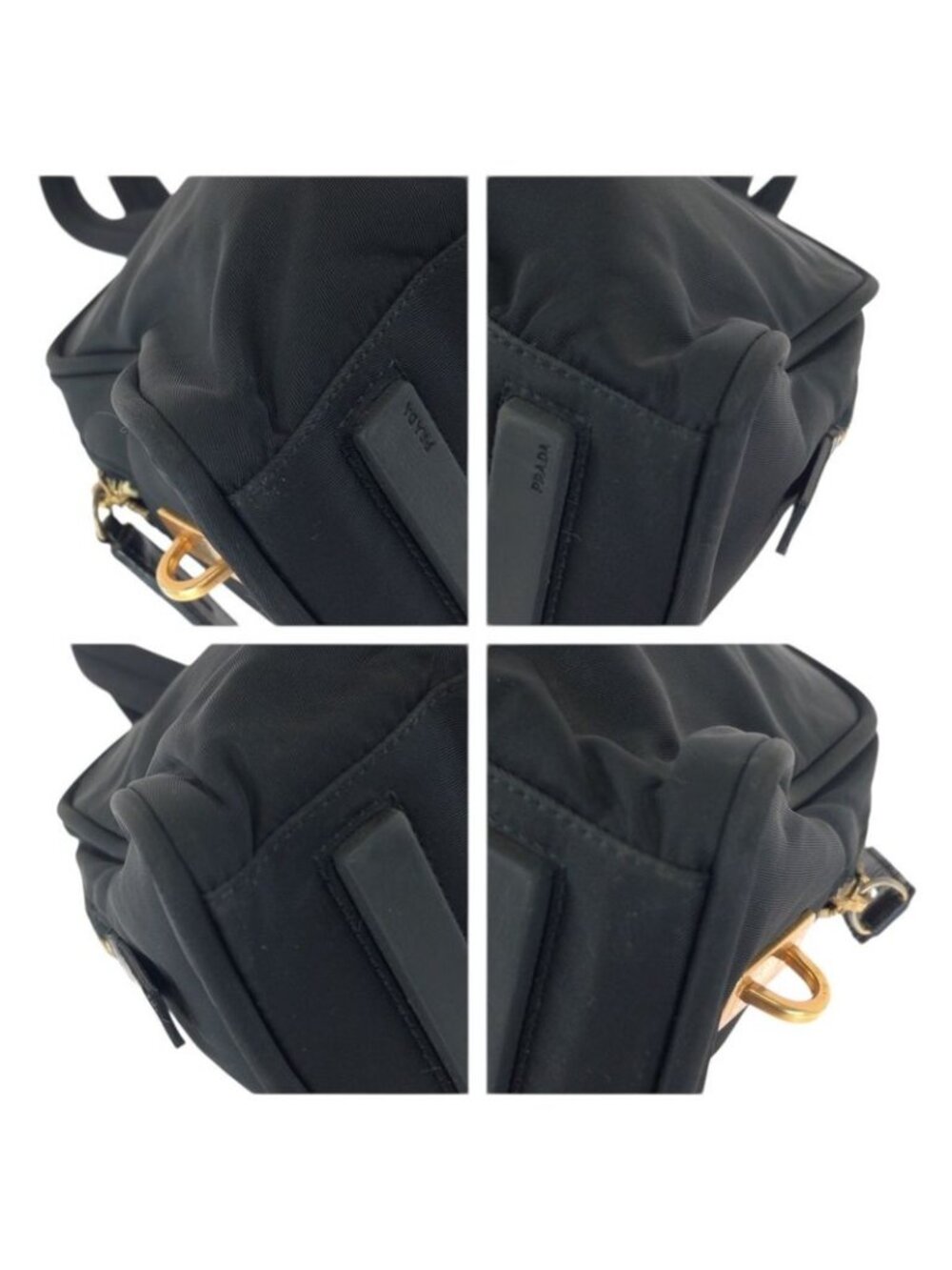 Prada Tessuto Black Gold Nylon Tote Mini Boston Bag - Picture 3 of 9